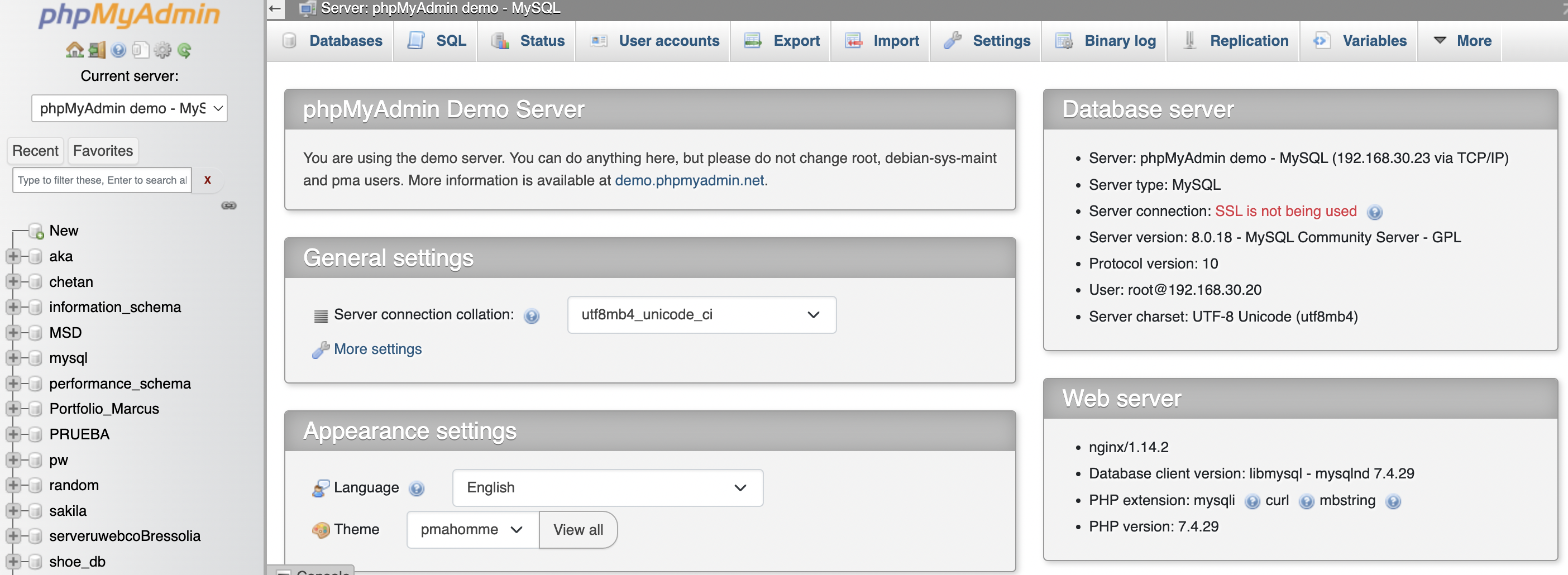 phpMyAdmin Screenshot